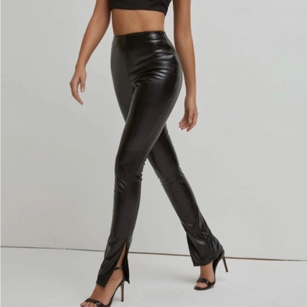 Shein Black Leather Skinny Pants